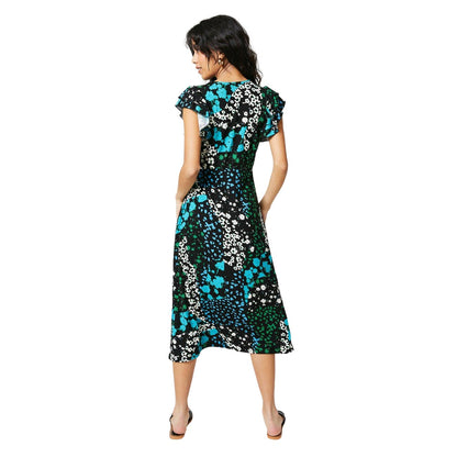 Multicoloured - Back - Dorothy Perkins Womens-Ladies Ditsy Print Empire Petite Ruffle Midi Dress
