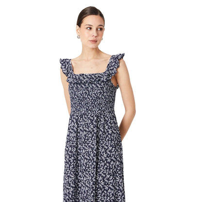 Navy - Lifestyle - Dorothy Perkins Womens-Ladies Ditsy Print Shirred Ruffle Midi Dress
