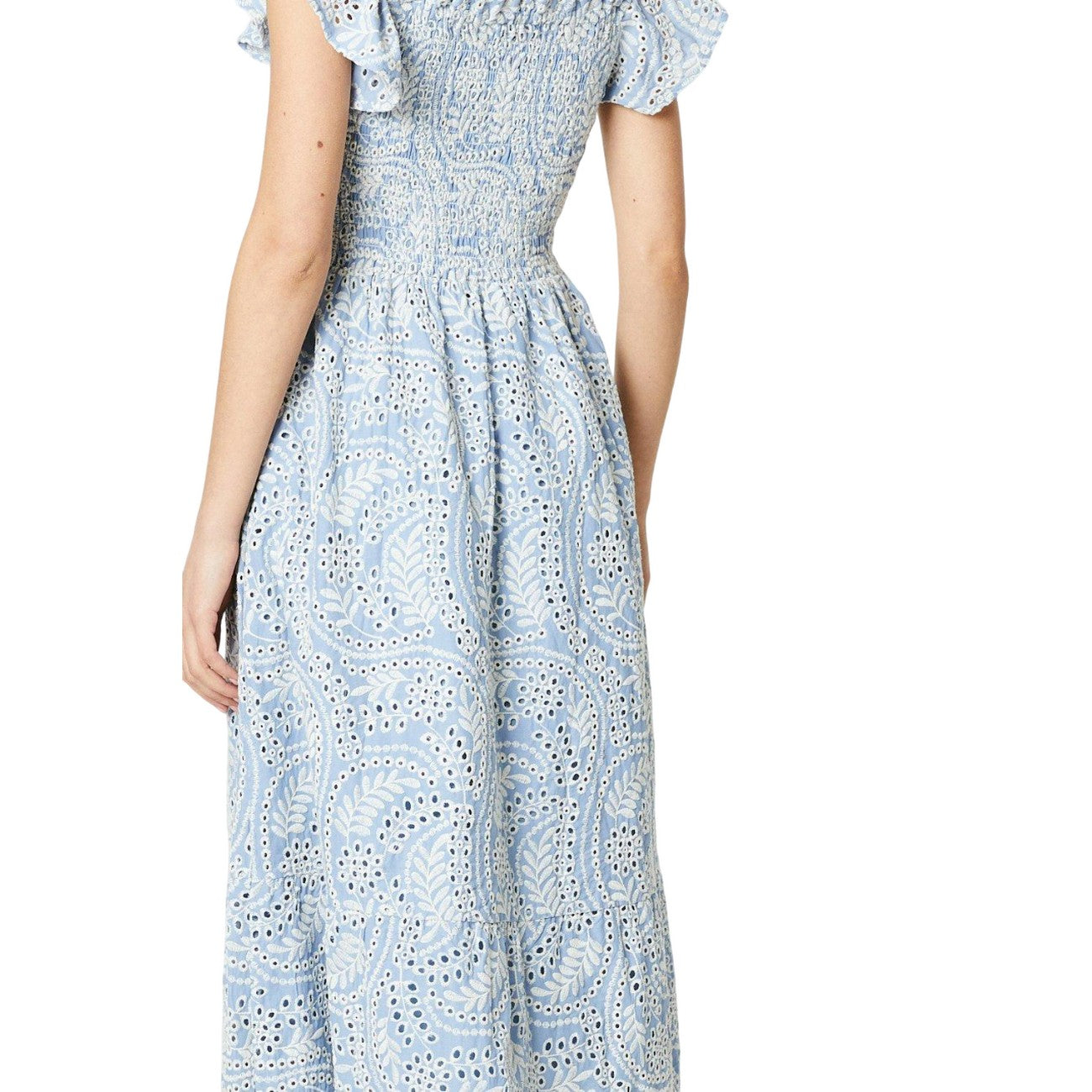 Blue - Back - Dorothy Perkins Womens-Ladies Broderie Frill Midi Dress