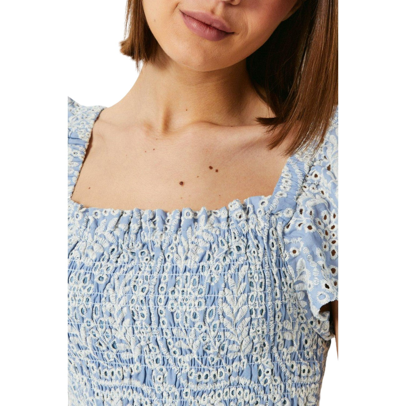 Blue - Side - Dorothy Perkins Womens-Ladies Broderie Frill Midi Dress