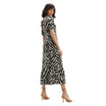 Black-White - Back - Dorothy Perkins Womens-Ladies Zebra Print Tie Back Petite Relaxed Midi Dress