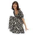 Black-White - Lifestyle - Dorothy Perkins Womens-Ladies Zebra Print Tie Back Petite Relaxed Midi Dress