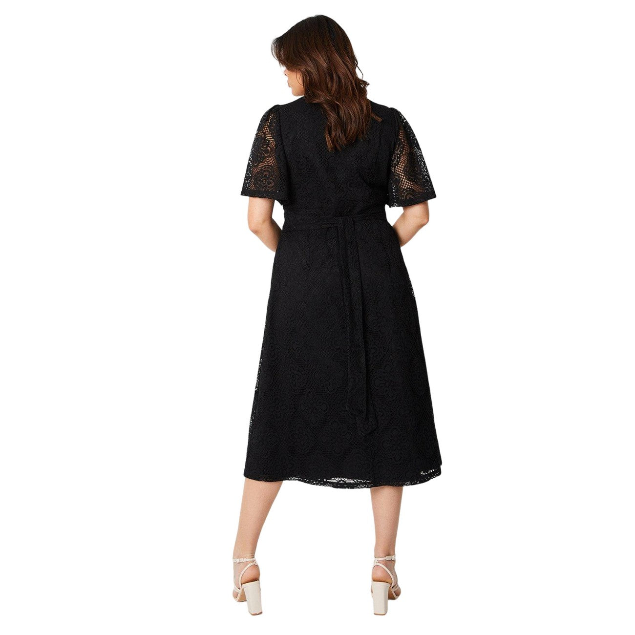 Black - Back - Dorothy Perkins Womens-Ladies Lace Square Neck Plus Midi Dress