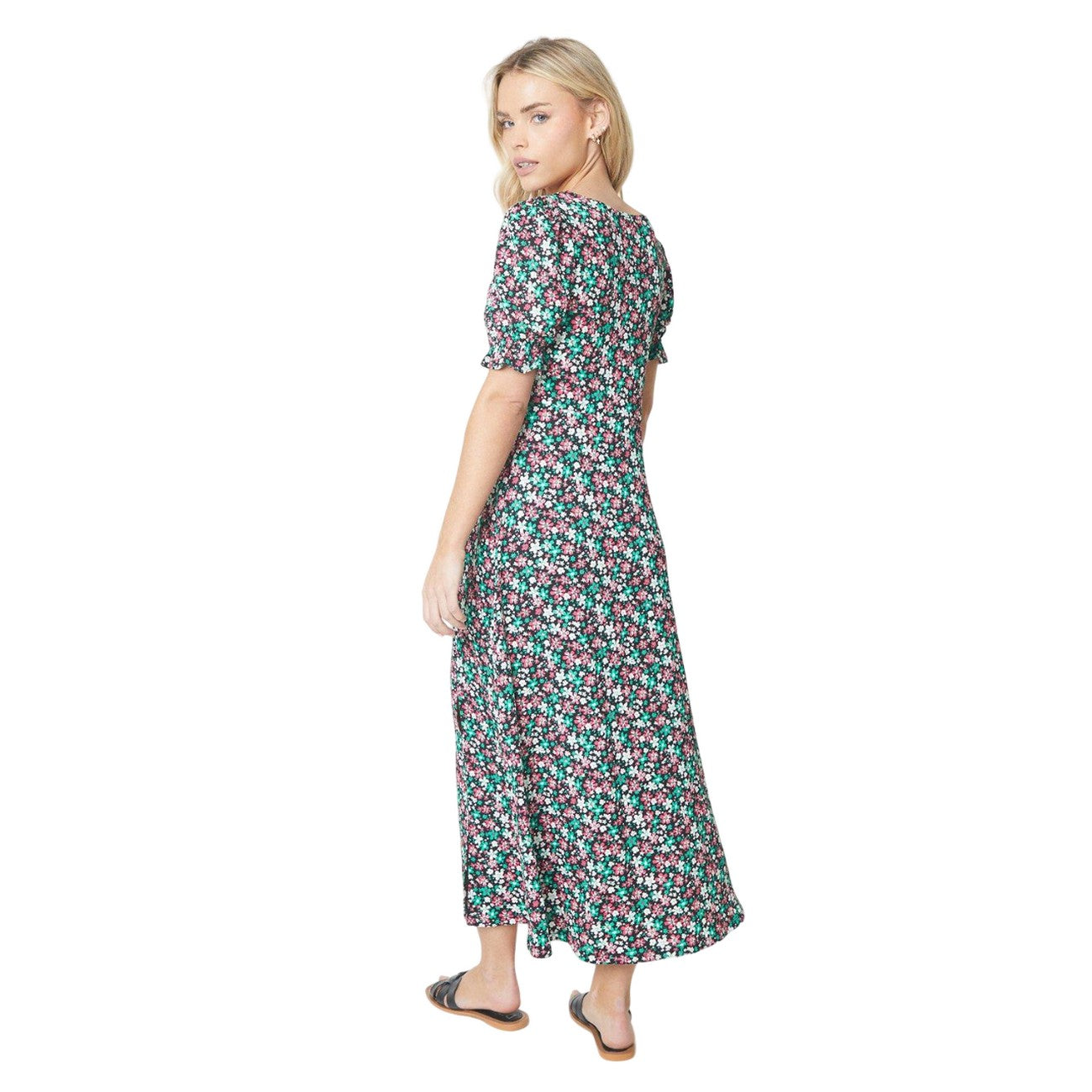 Multicoloured - Back - Dorothy Perkins Womens-Ladies Ditsy Daisy V Neck Petite Midi Dress