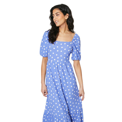 Blue - Lifestyle - Dorothy Perkins Womens-Ladies Spotted Square Neck Petite Midi Dress