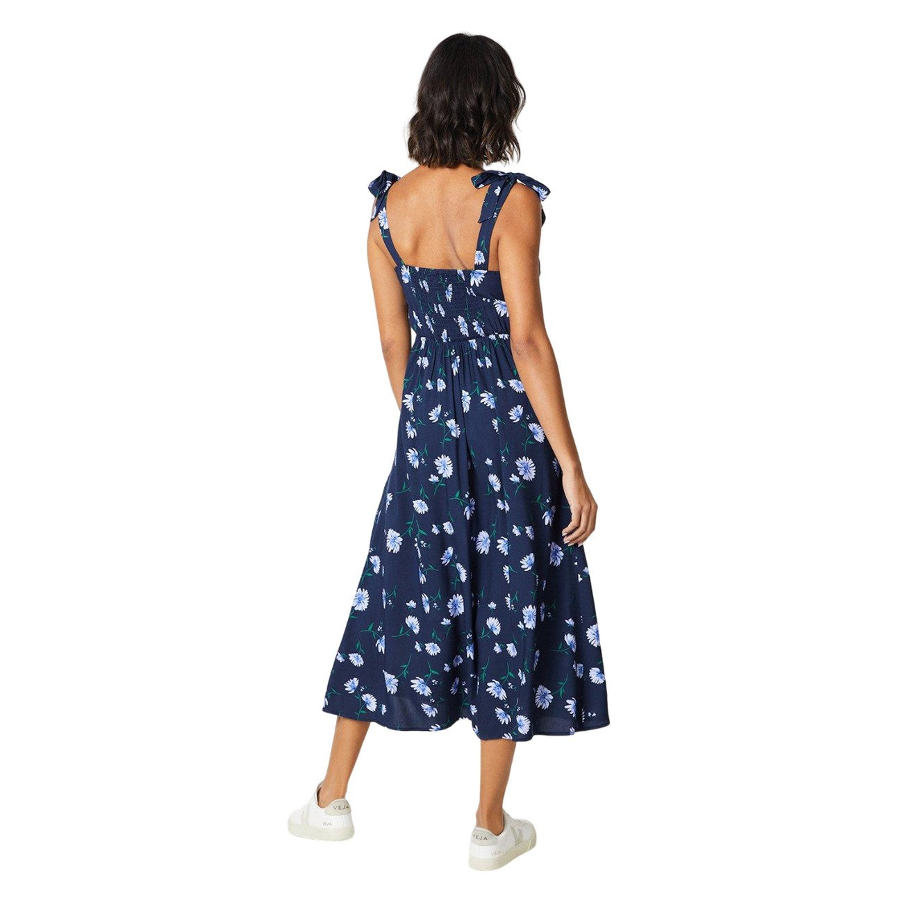 Navy - Back - Dorothy Perkins Womens-Ladies Floral Tie Shoulder Midi Dress