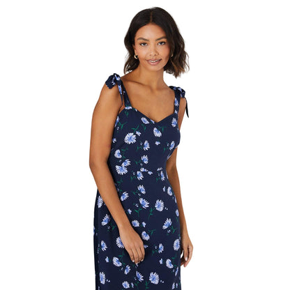 Navy - Side - Dorothy Perkins Womens-Ladies Floral Tie Shoulder Midi Dress