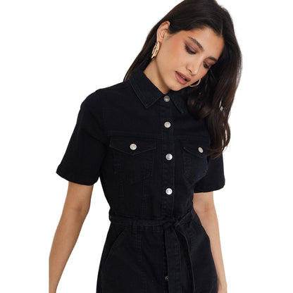 Black - Lifestyle - Dorothy Perkins Womens-Ladies Denim Short-Sleeved Midi Dress