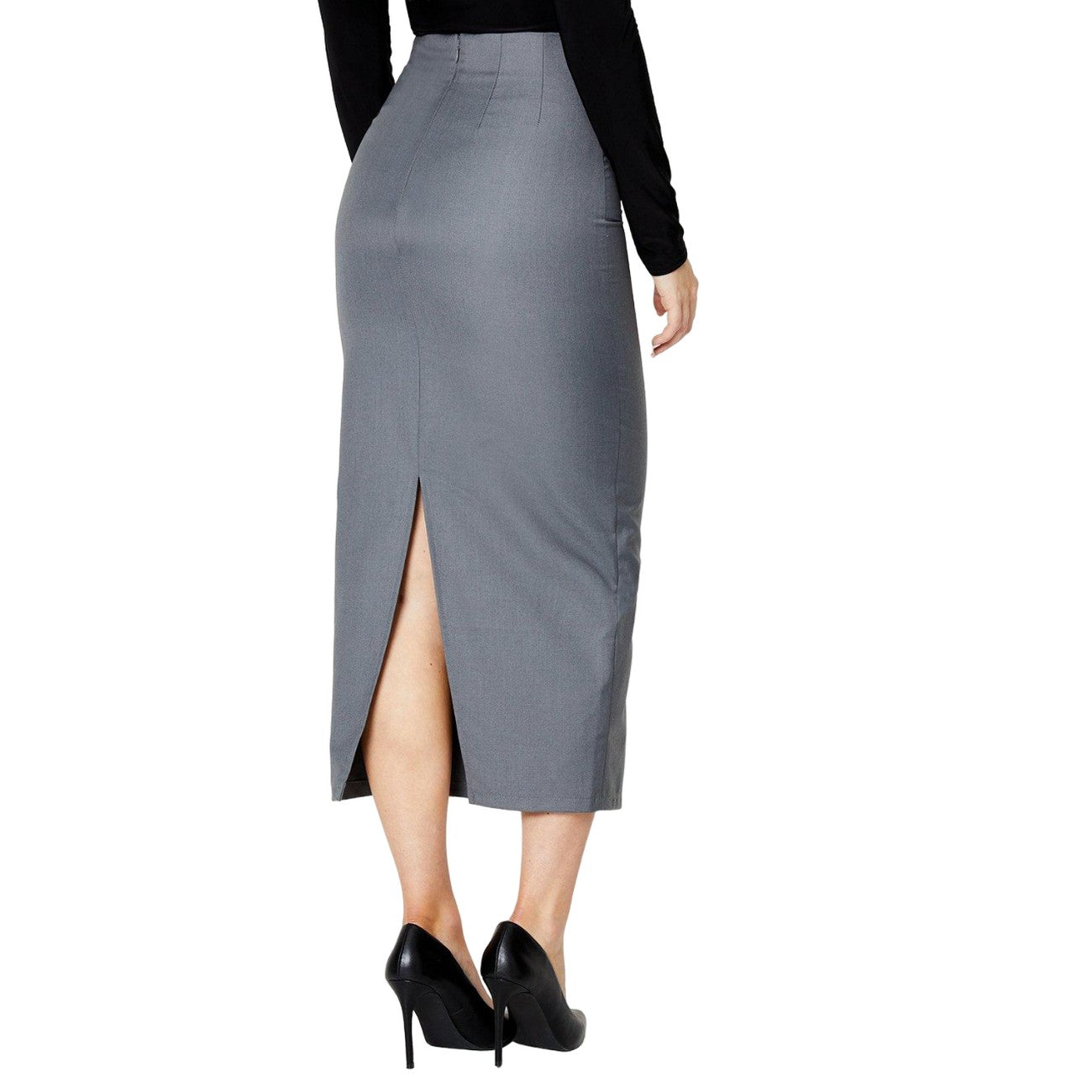Grey Marl - Back - Dorothy Perkins Womens-Ladies Plain Midi Pencil Skirt