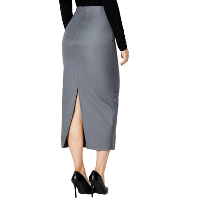 Grey Marl - Back - Dorothy Perkins Womens-Ladies Plain Midi Pencil Skirt