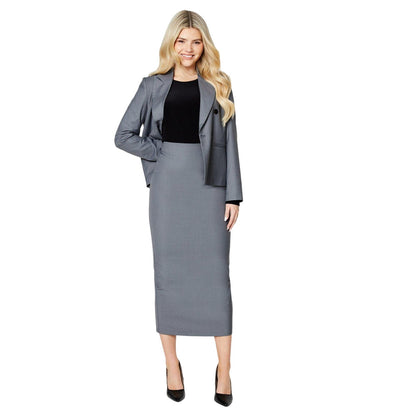 Grey Marl - Side - Dorothy Perkins Womens-Ladies Plain Midi Pencil Skirt