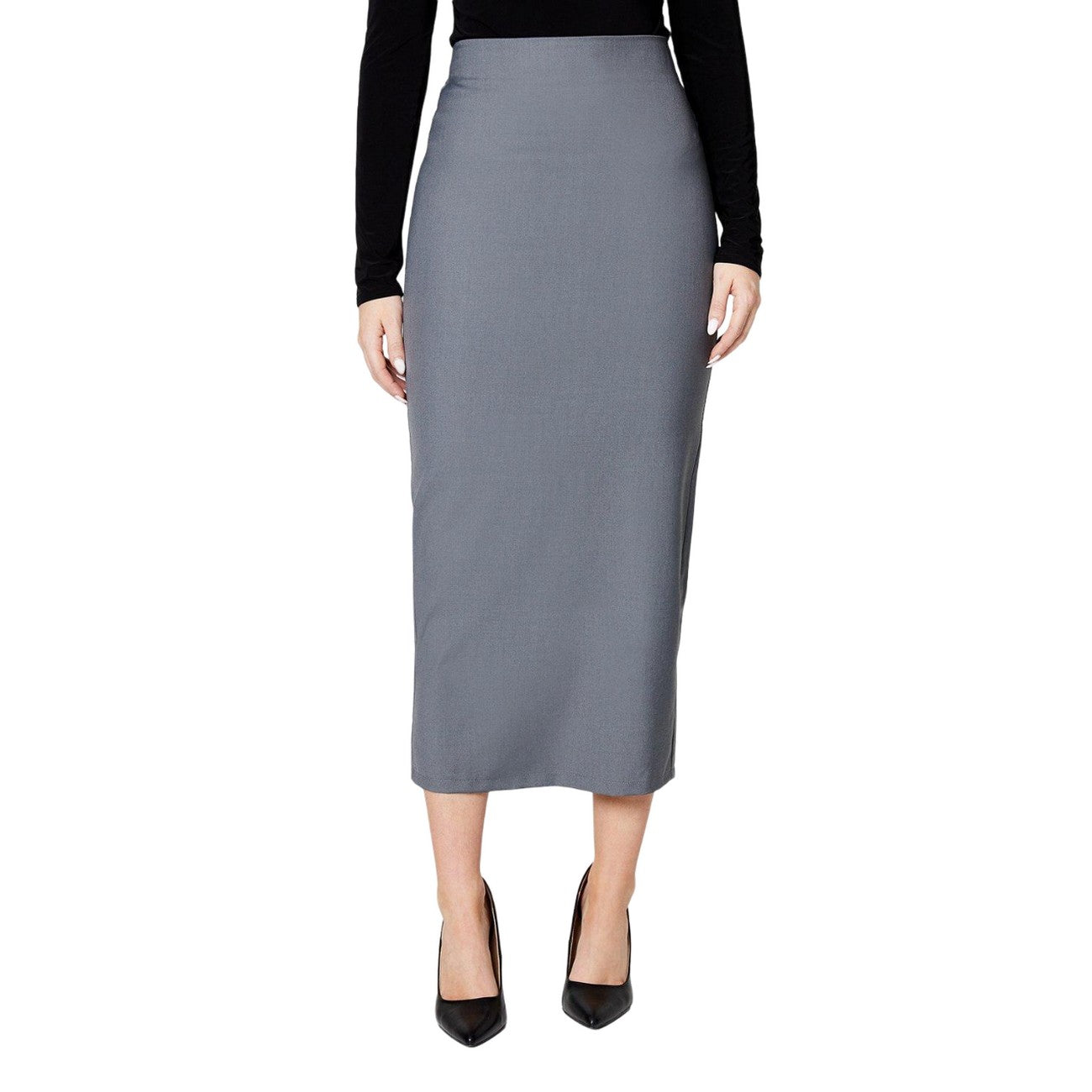 Grey Marl - Front - Dorothy Perkins Womens-Ladies Plain Midi Pencil Skirt