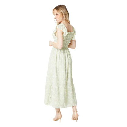 Sage - Back - Dorothy Perkins Womens-Ladies Broderie Frill Midi Dress