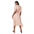 White-Orange - Back - Dorothy Perkins Womens-Ladies Shirred Cuff Short-Sleeved Midi Dress