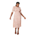 White-Orange - Front - Dorothy Perkins Womens-Ladies Shirred Cuff Short-Sleeved Midi Dress