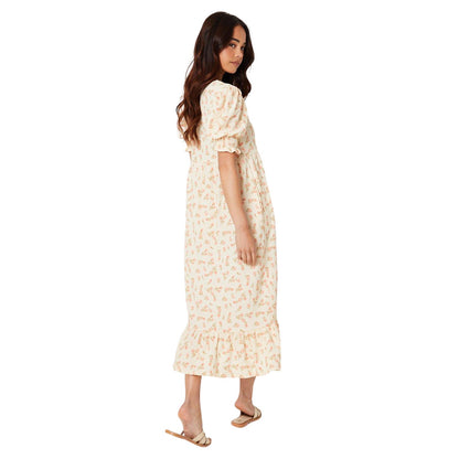 Ivory - Back - Dorothy Perkins Womens-Ladies Ditsy Print Tiered Petite Midi Dress