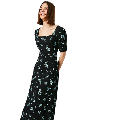 Black - Side - Dorothy Perkins Womens-Ladies Floral Textured Tie Back Midi Dress