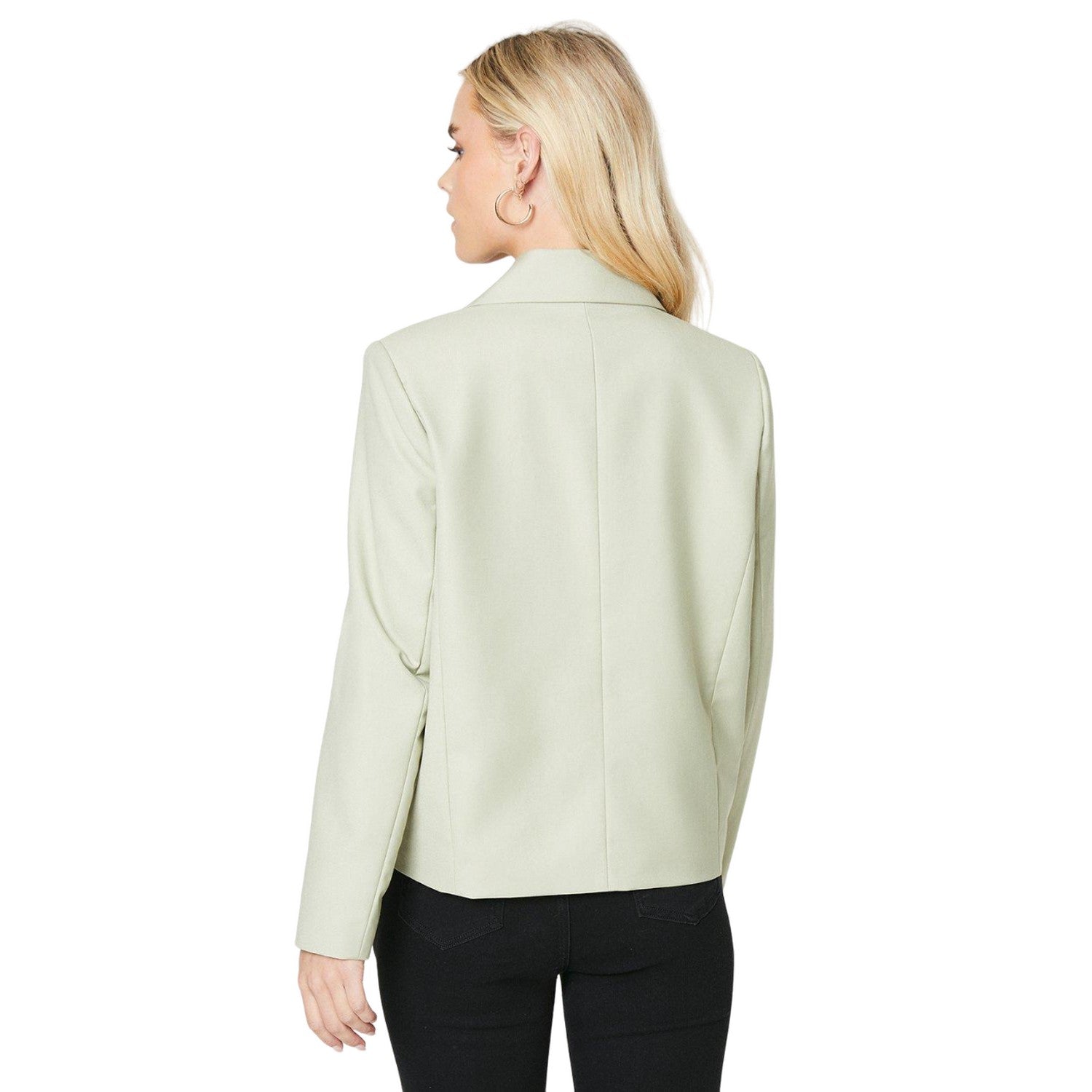 Sage - Back - Dorothy Perkins Womens-Ladies Double-Breasted Petite Boxy Blazer