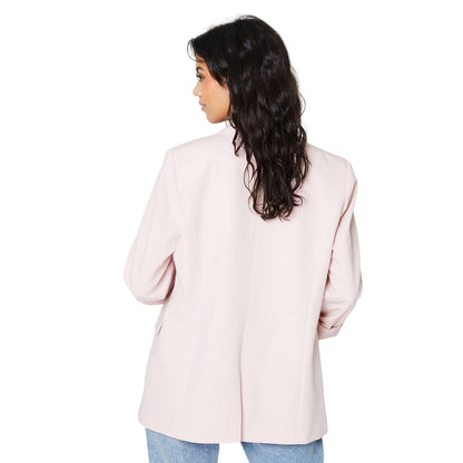 Blush - Back - Dorothy Perkins Womens-Ladies Turned Up Cuff Petite Blazer