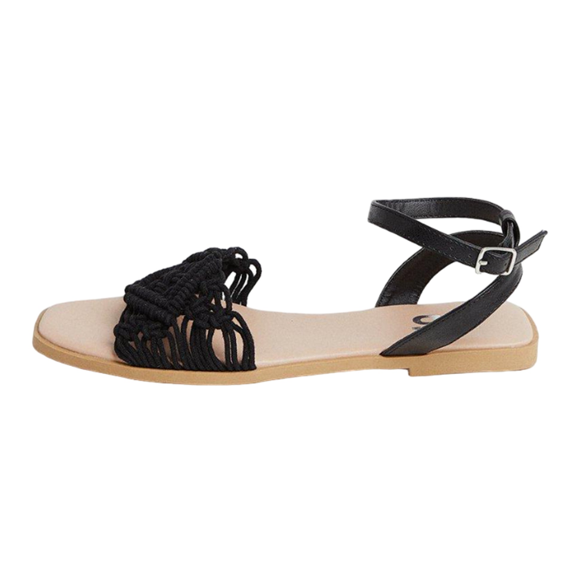 Black - Back - Dorothy Perkins Womens-Ladies Fiyas Macrame Flat Sandals