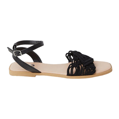 Black - Side - Dorothy Perkins Womens-Ladies Fiyas Macrame Flat Sandals