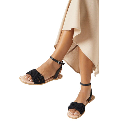 Black - Lifestyle - Dorothy Perkins Womens-Ladies Fiyas Macrame Flat Sandals