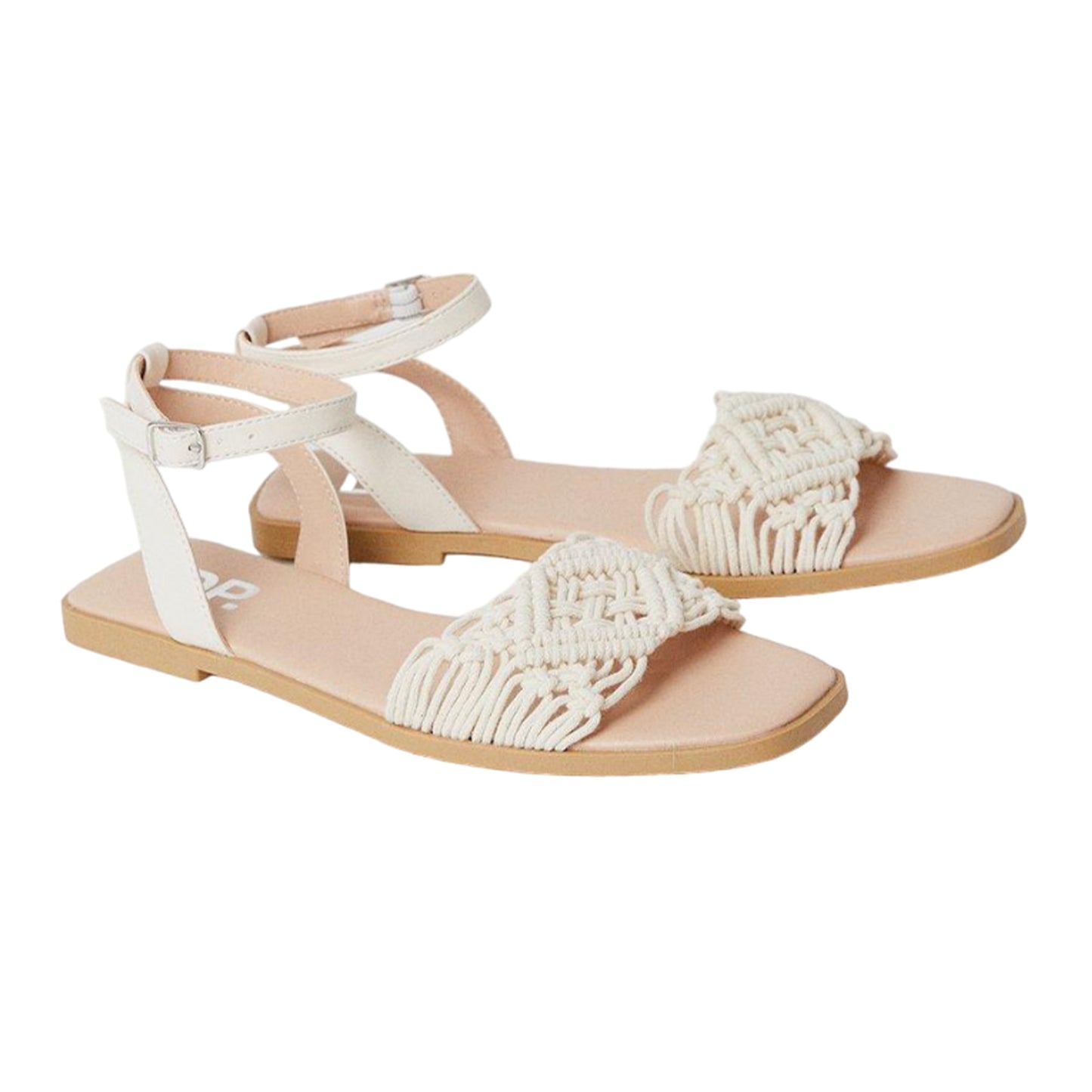 Cream - Front - Dorothy Perkins Womens-Ladies Fiyas Macrame Flat Sandals