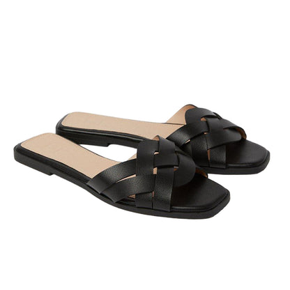 Black - Front - Dorothy Perkins Womens-Ladies Fiji Lattice Wide Flat Flip Flops