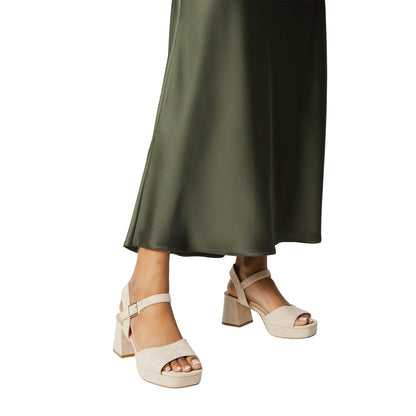 Beige - Side - Dorothy Perkins Womens-Ladies Sharla Block Heel Sandals