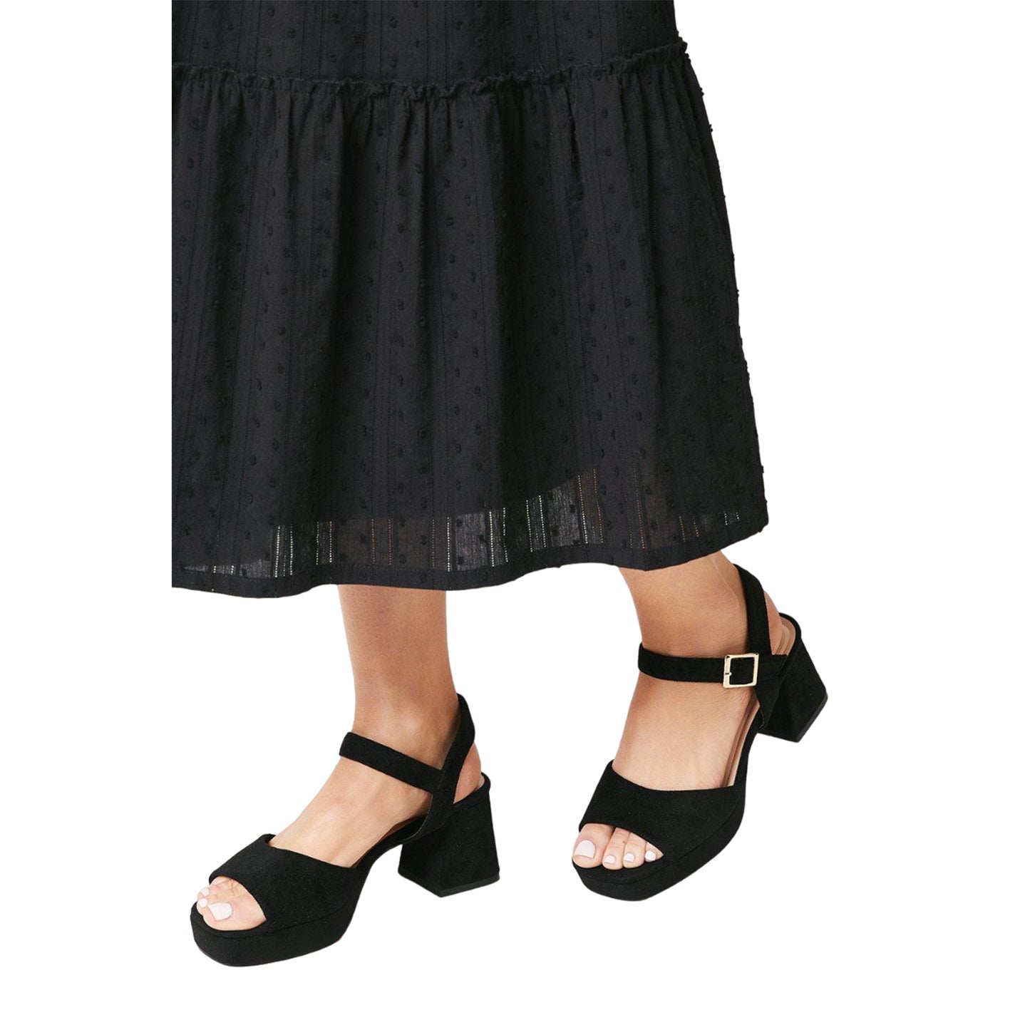 Natural Black - Side - Dorothy Perkins Womens-Ladies Sharla Block Heel Sandals