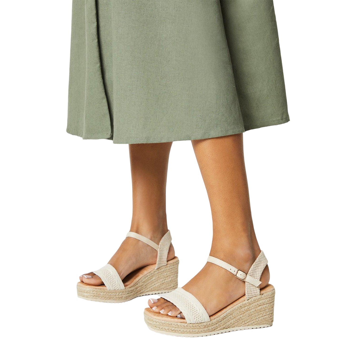 Natural - Side - Dorothy Perkins Womens-Ladies Rene Woven Wedge Sandals