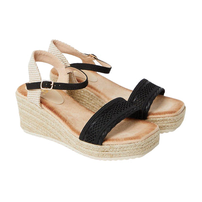 Black - Front - Dorothy Perkins Womens-Ladies Rene Woven Wedge Sandals