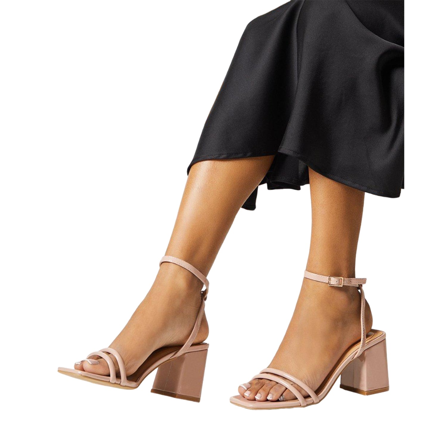Blush - Side - Dorothy Perkins Womens-Ladies Tina Strappy High Block Heel Sandals