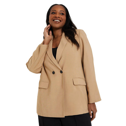 Camel - Side - Dorothy Perkins Womens-Ladies Double-Breasted Plus Blazer