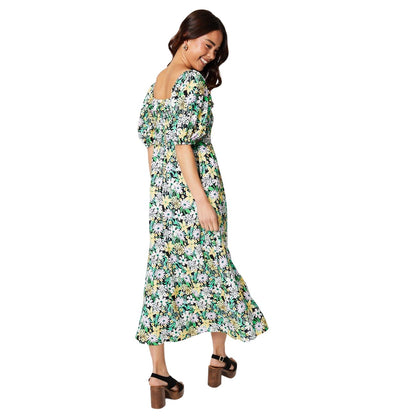 Multicoloured - Back - Dorothy Perkins Womens-Ladies Floral Bodice Petite Midi Dress