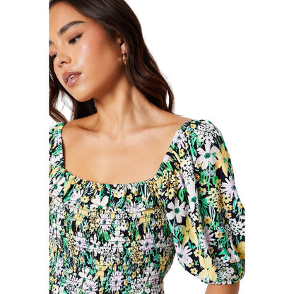 Multicoloured - Side - Dorothy Perkins Womens-Ladies Floral Bodice Petite Midi Dress