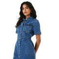 Mid Wash - Side - Dorothy Perkins Womens-Ladies Denim Petite Mini Dress