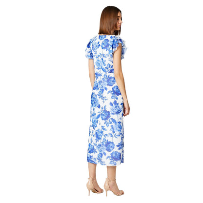 Blue-White - Back - Dorothy Perkins Womens-Ladies Empire Seam Frill Midi Dress