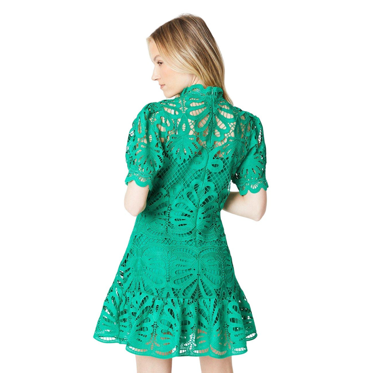 Green - Back - Dorothy Perkins Womens-Ladies Lace Mini Dress