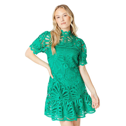 Green - Front - Dorothy Perkins Womens-Ladies Lace Mini Dress