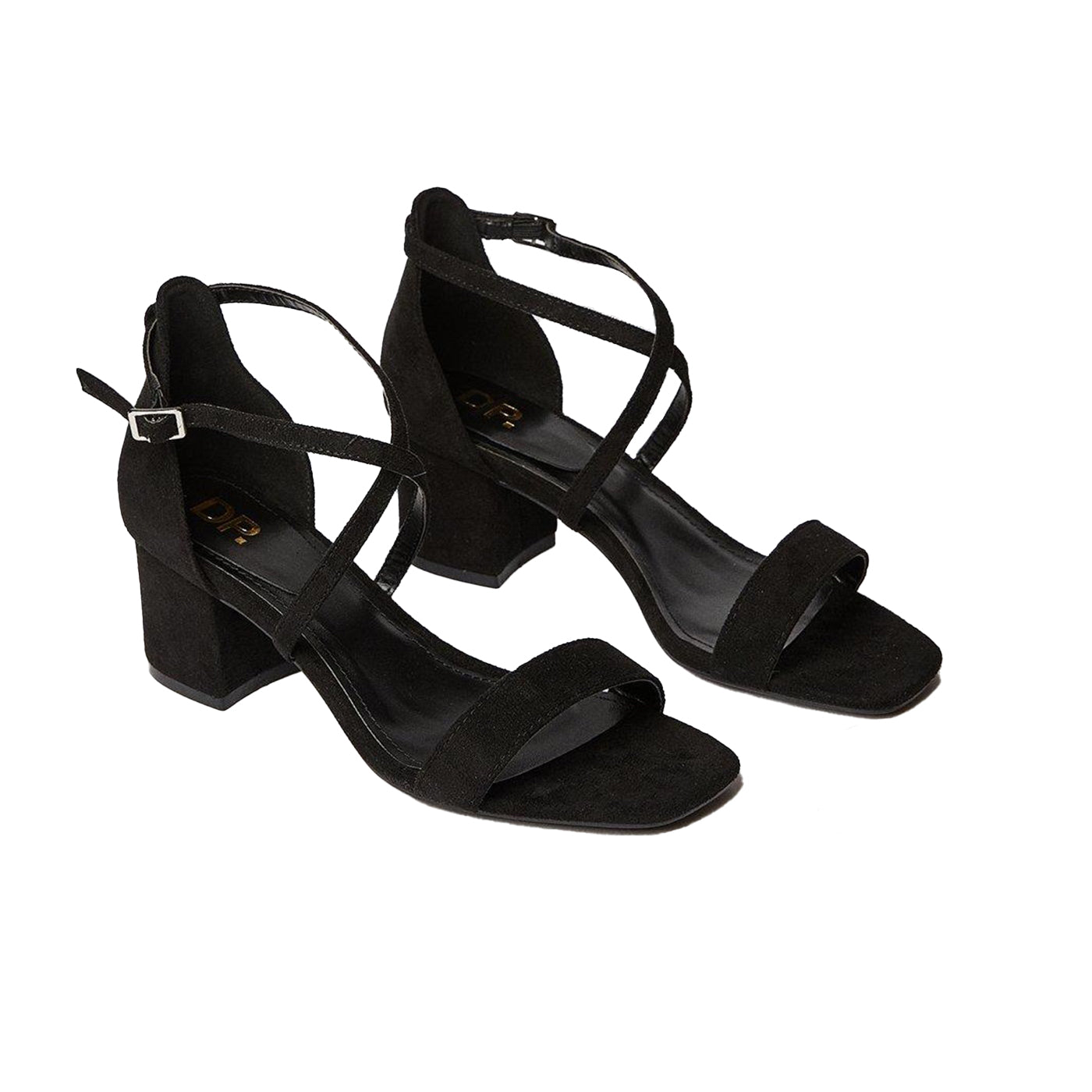 Natural Black - Front - Dorothy Perkins Womens-Ladies Stacey Crossover Strap Medium Block Heel Sandals