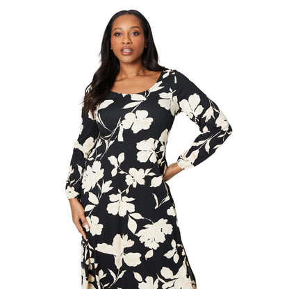 Black-White - Lifestyle - Dorothy Perkins Womens-Ladies Scoop Neck Curved Midi Dress