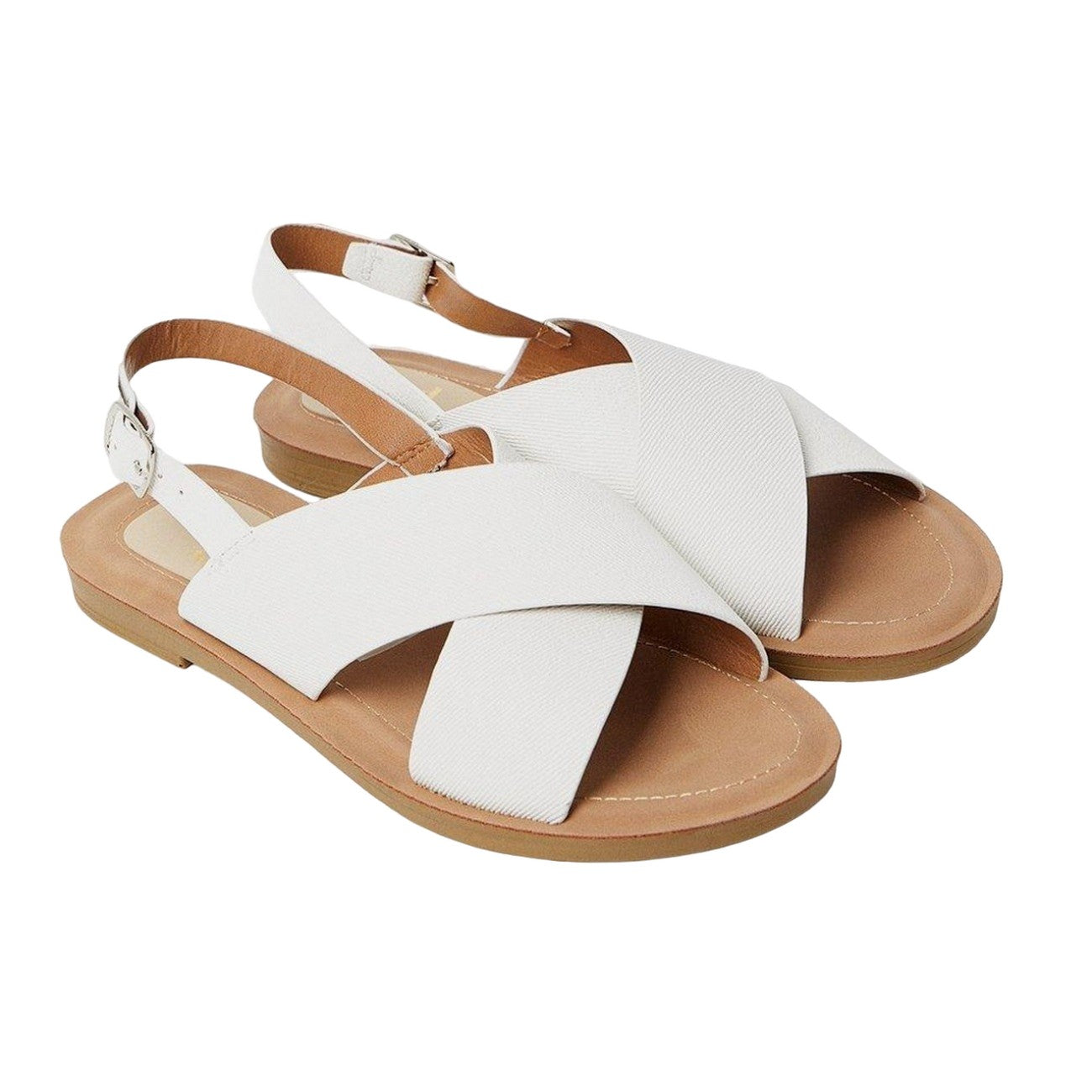 White - Front - Good For The Sole Womens-Ladies Madelyn Flat Crossover Strap Sandals