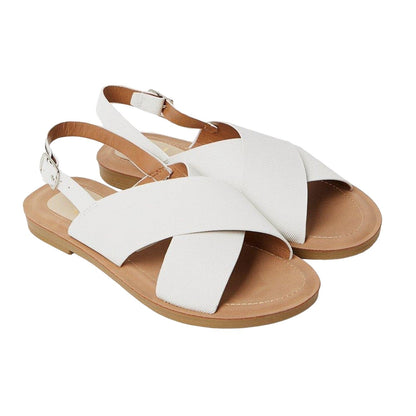 White - Front - Good For The Sole Womens-Ladies Madelyn Flat Crossover Strap Sandals