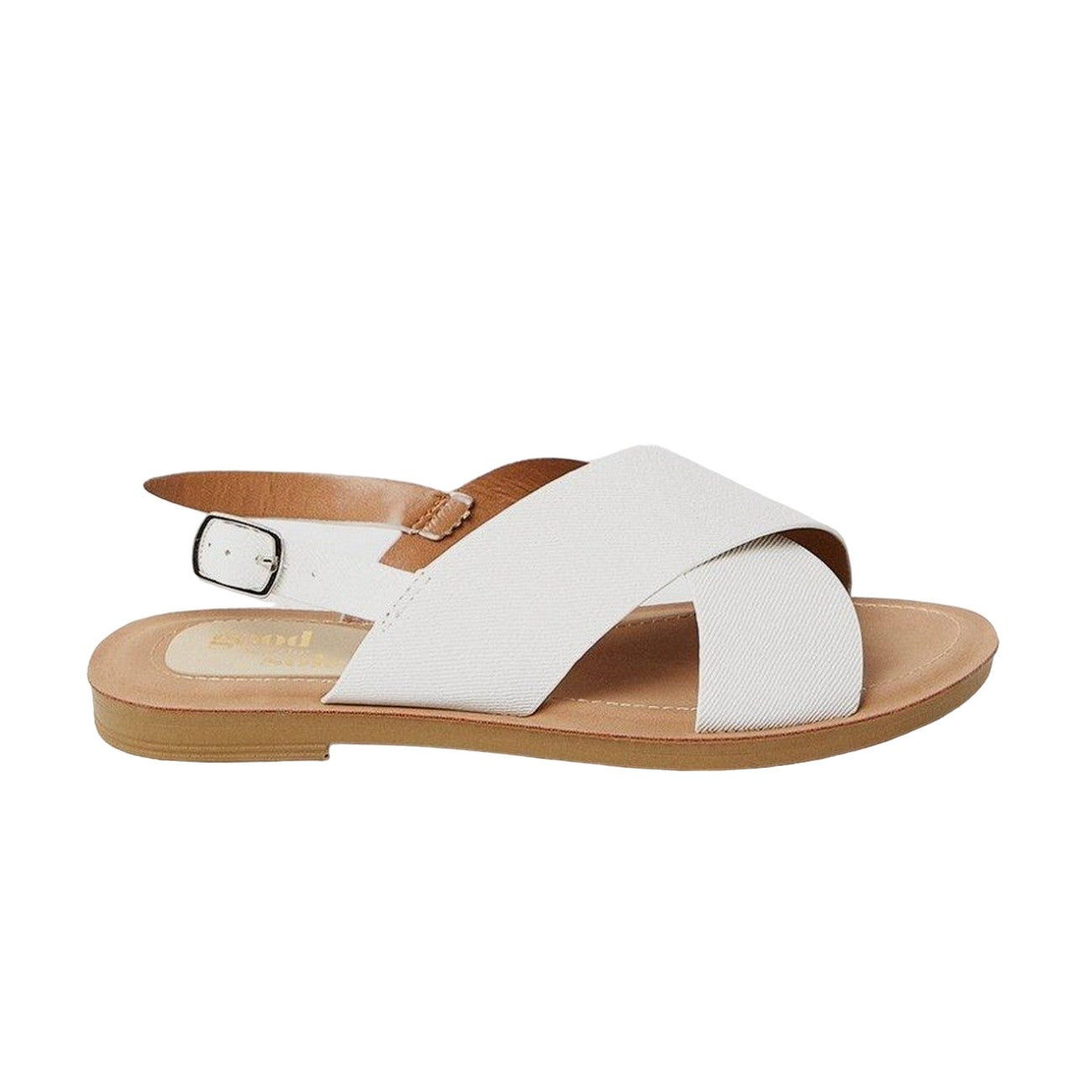 White - Back - Good For The Sole Womens-Ladies Madelyn Flat Crossover Strap Sandals