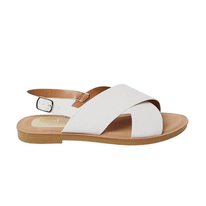 White - Back - Good For The Sole Womens-Ladies Madelyn Flat Crossover Strap Sandals