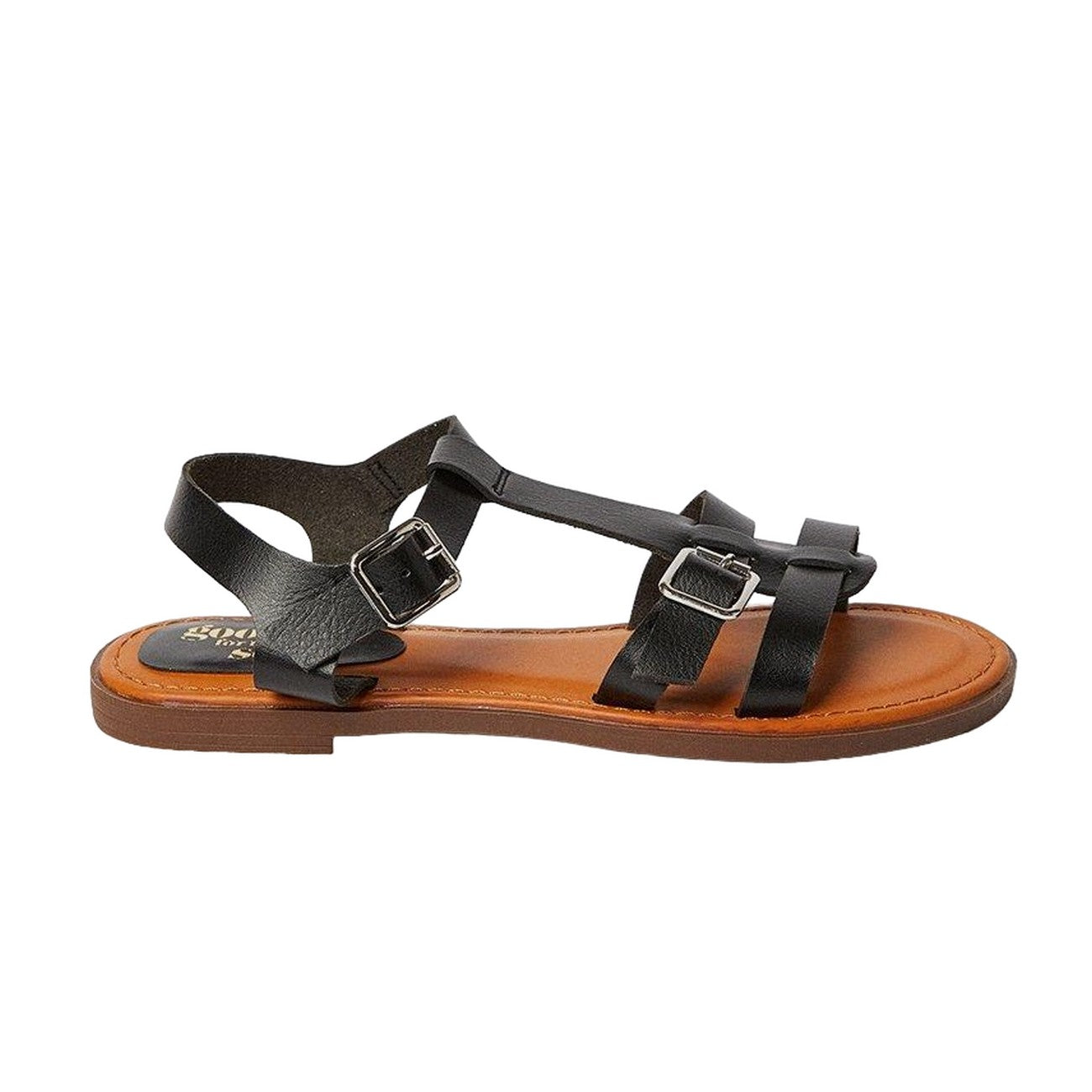 Black - Back - Good For The Sole Womens-Ladies Mara T-Bar Flat Sandals