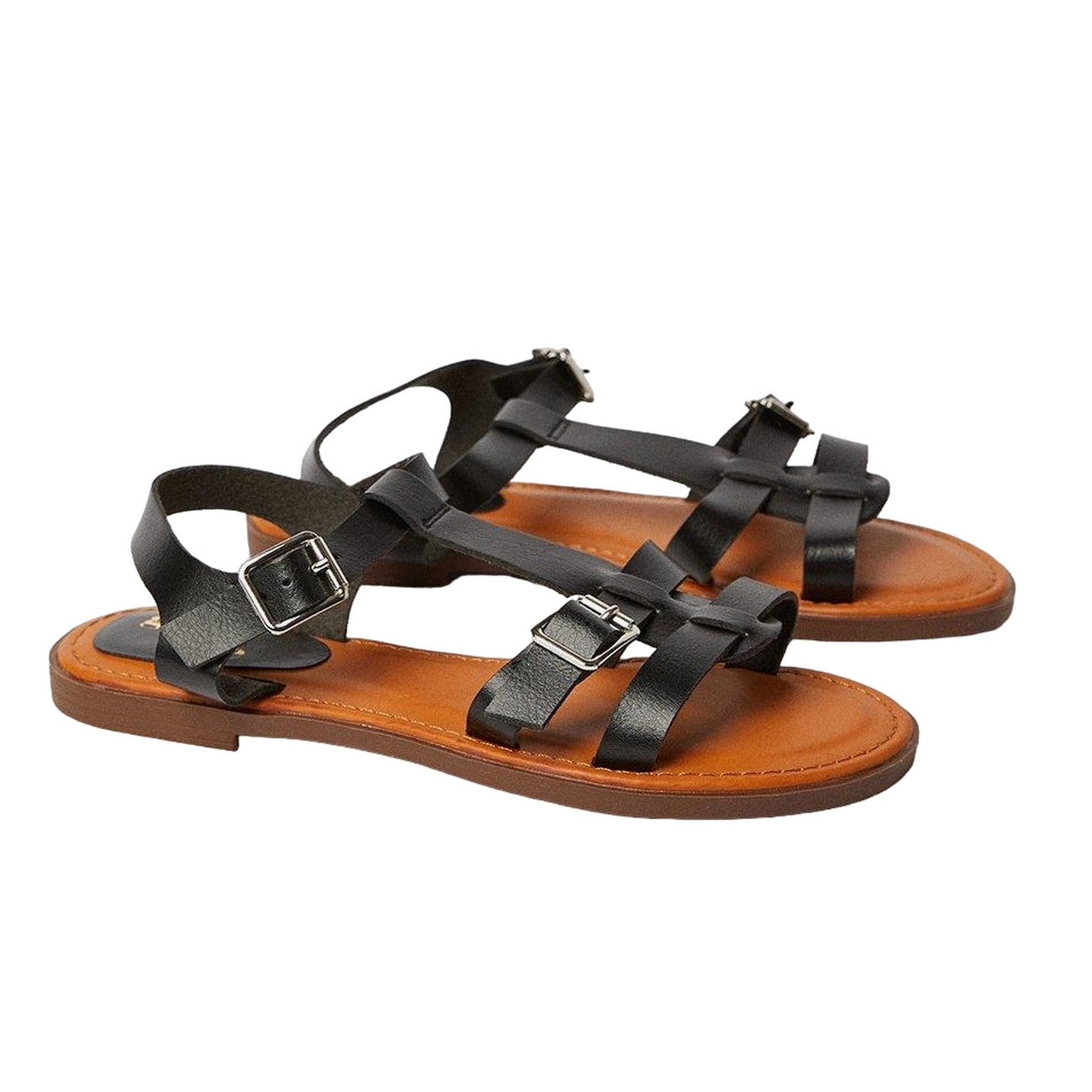 Black - Front - Good For The Sole Womens-Ladies Mara T-Bar Flat Sandals