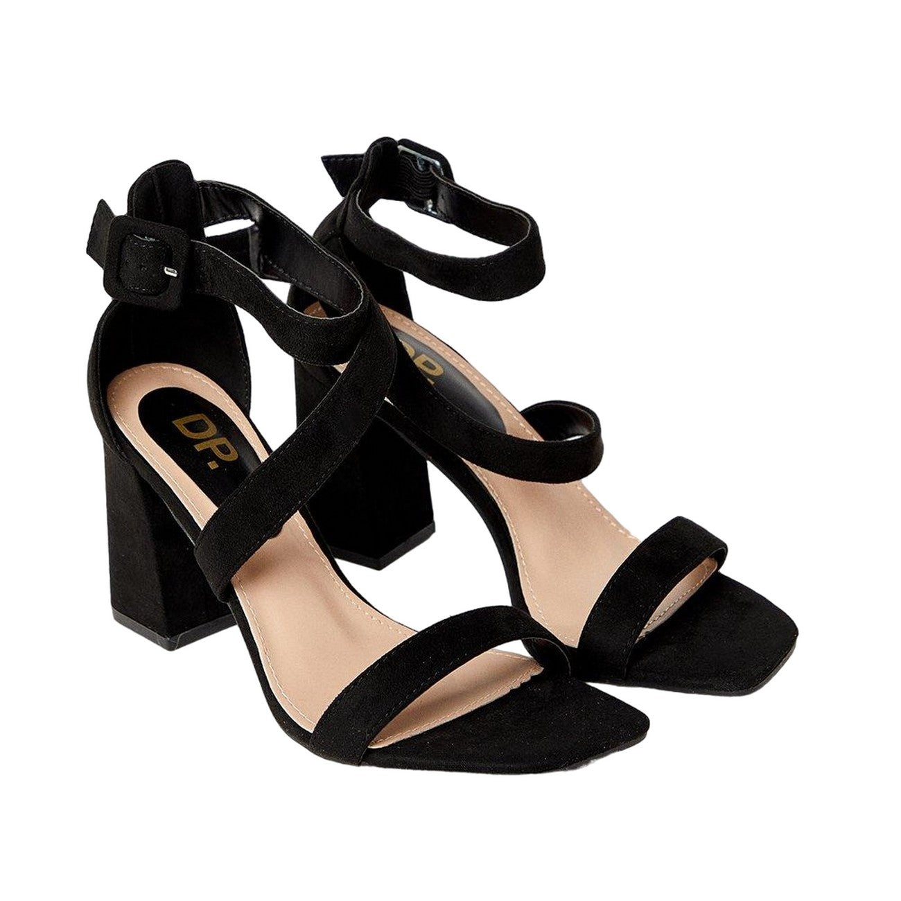 Natural Black - Front - Dorothy Perkins Womens-Ladies Shae Asymmetric Panel High Block Heel Sandals