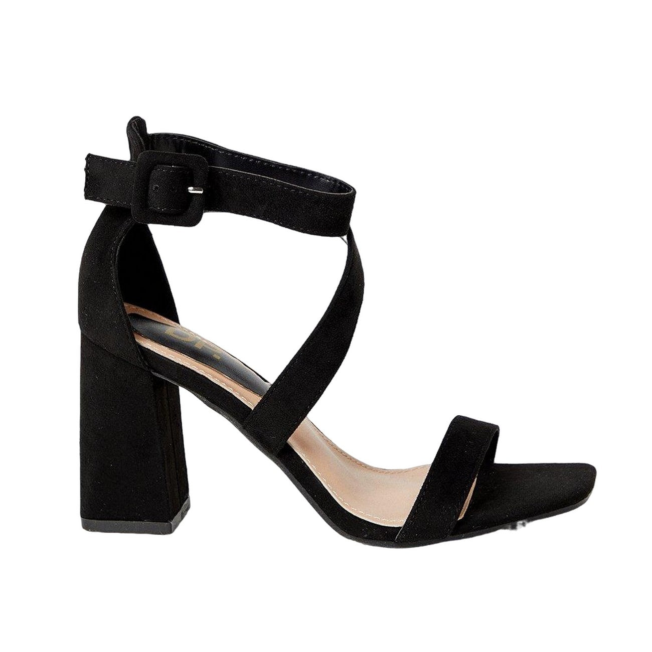 Natural Black - Back - Dorothy Perkins Womens-Ladies Shae Asymmetric Panel High Block Heel Sandals